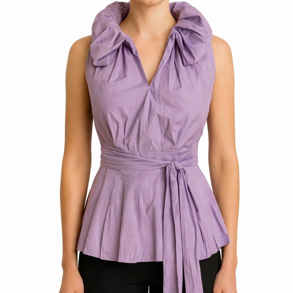 Cartise Purple Puff Collar Top